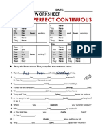 Present Perfect Continuous: Grammar Worksheet