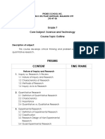 Grade 7 Core Subject: Science and Technology Course Topic Outline
