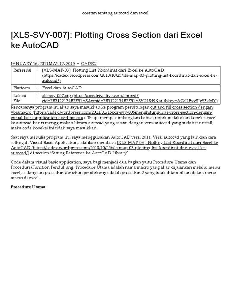 (XLS-SVY-007) - Plotting Cross Section Dari Excel Ke AutoCAD - Coretan ...