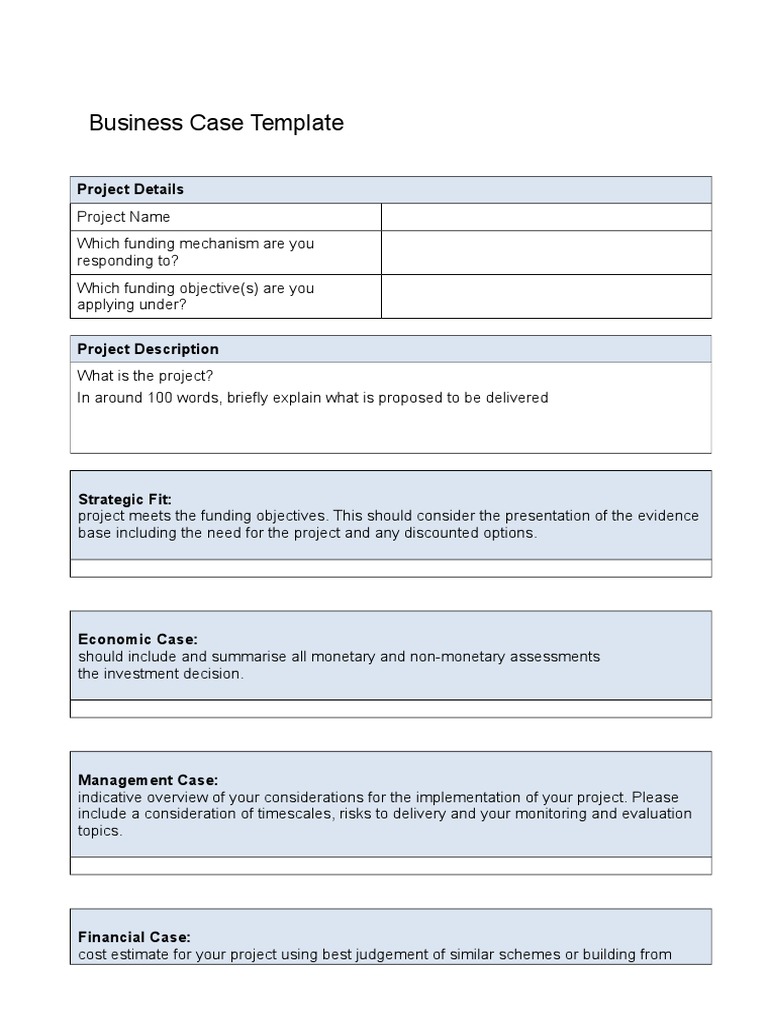 Business Case Template Guide | PDF | Business