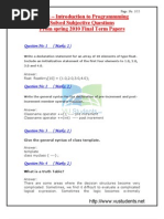 CS201 - Introduction To Programmming Solved Subjective Questions From Spring 2010 Final Term Papers
