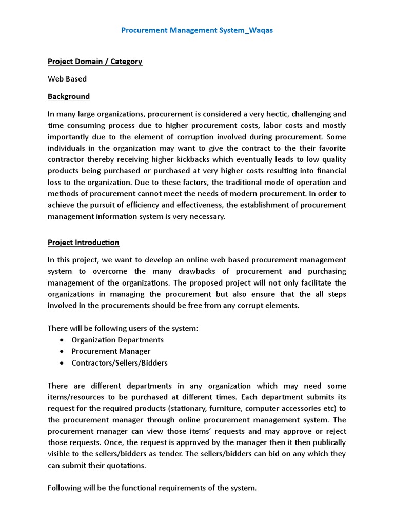 Web-Based Procurement Management System | PDF | Procurement | Cyberspace