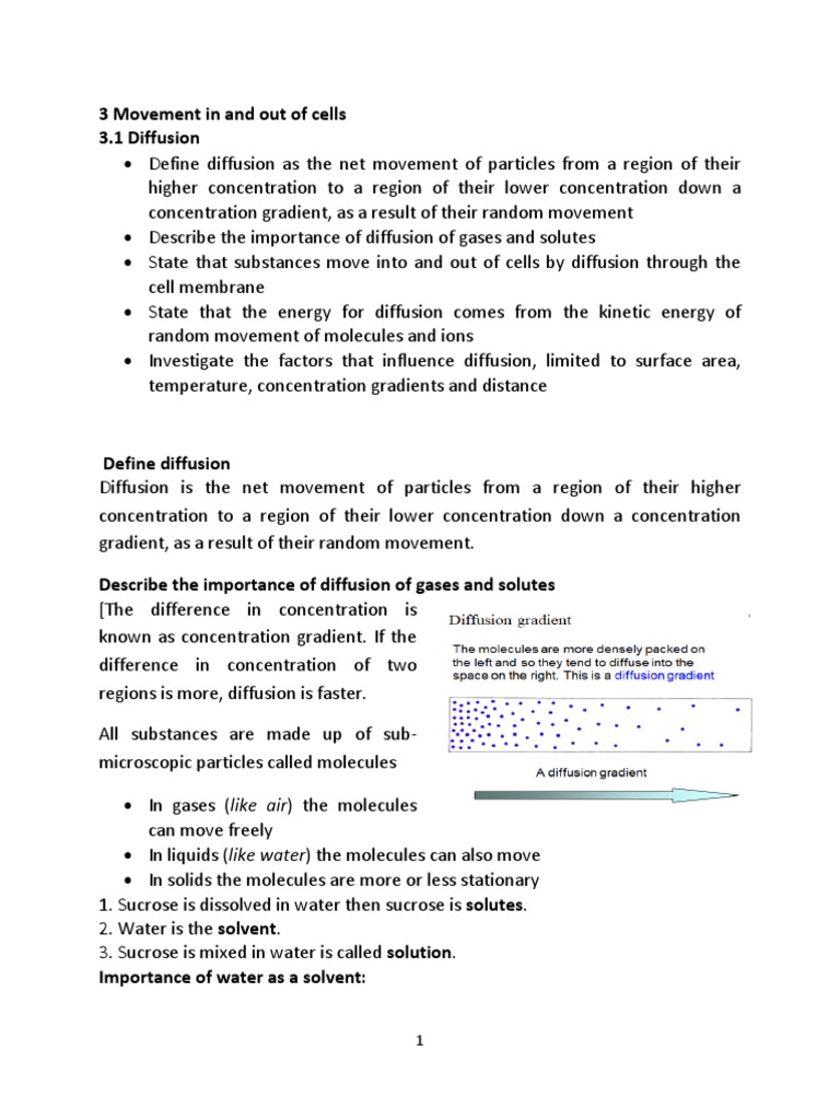 Diffusion Final Notes | PDF | Osmosis | Diffusion