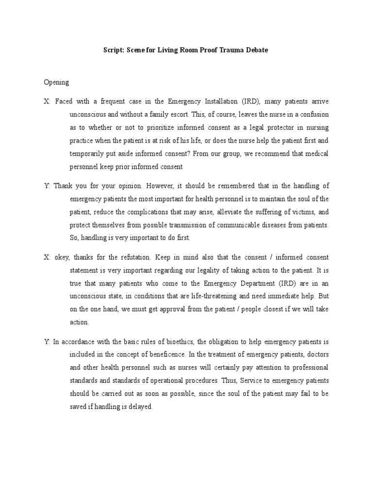 Script | PDF | Informed Consent | Emergency Department