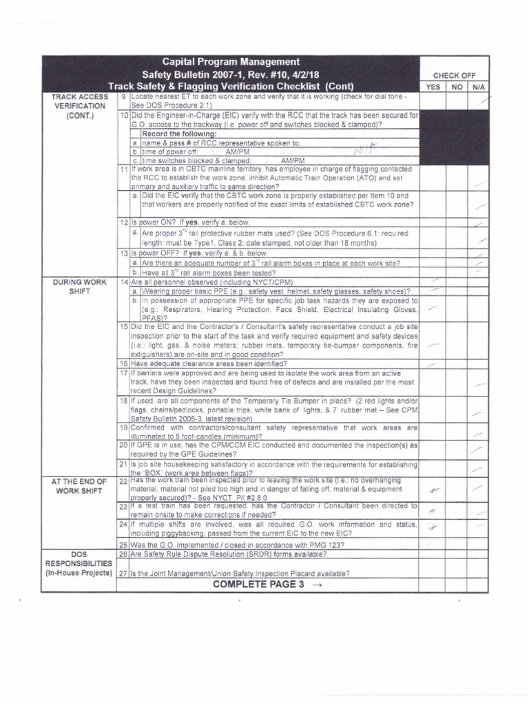 Track Safety & Flagging Checklist | PDF | Personal Protective Equipment ...