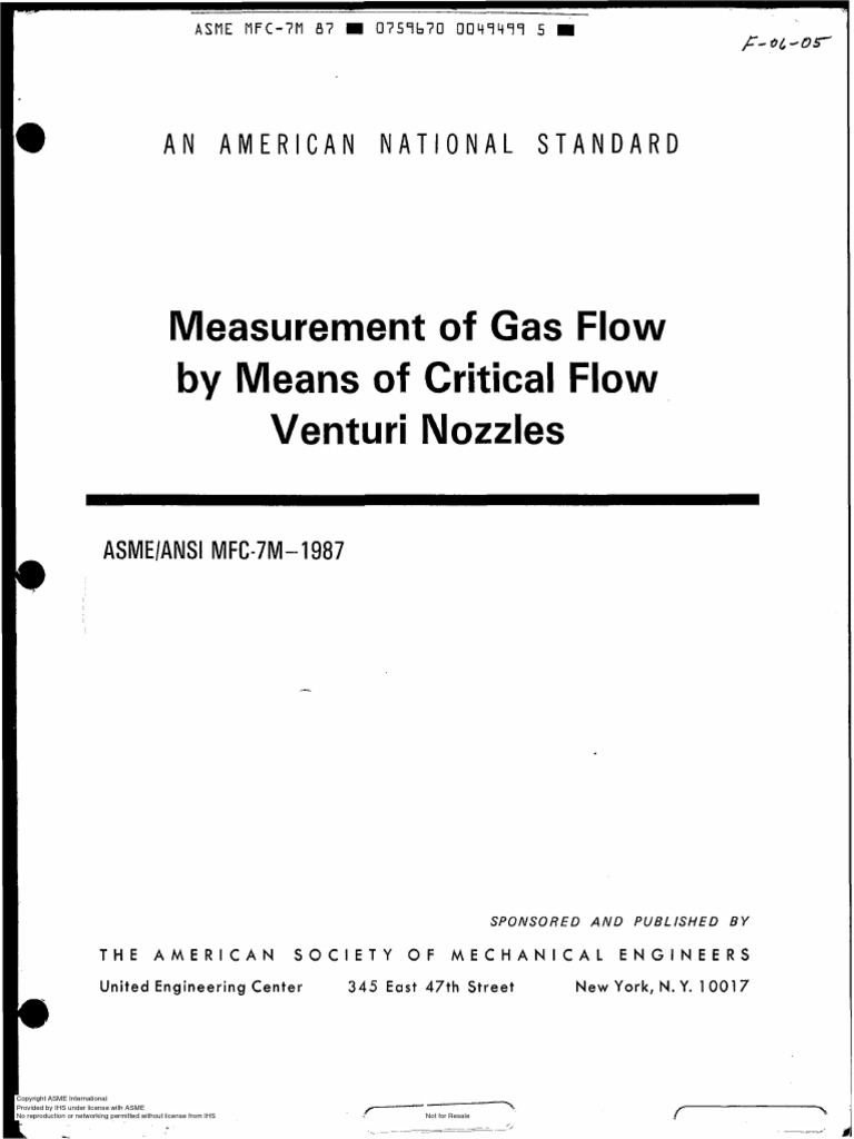 Asme MFC-7M - 2006 | PDF | Fluid Dynamics | Flow Measurement