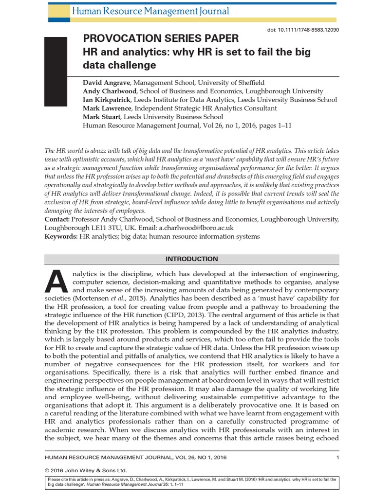 HR and Analytics Why HR Is Set To Fail The Big Data Challenge | PDF ...