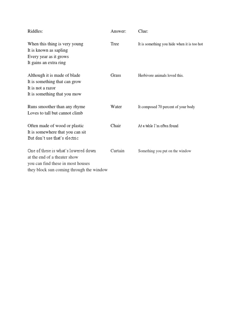 Riddles | PDF | Home & Garden