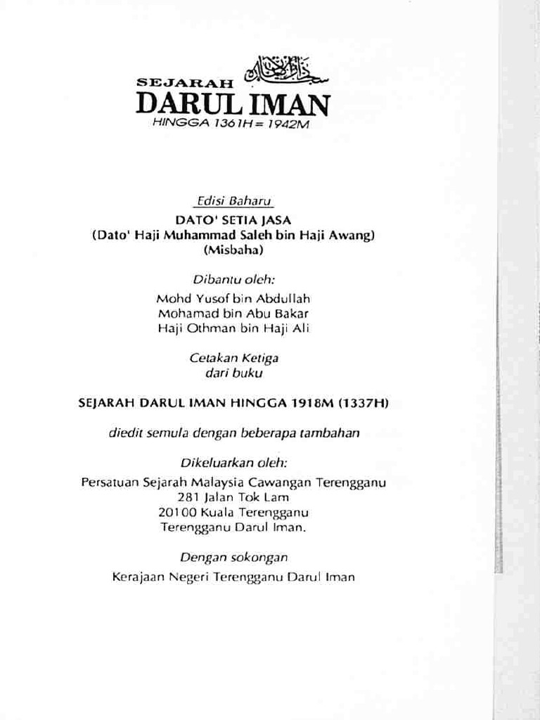 SEJARAH DARUL IMAN Data Haji Muhammad Saleh Bin Haji Awang PDF PDF