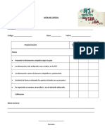 Lista de Cotejo - Proyecto de Vida