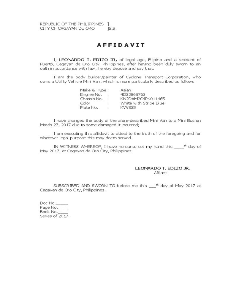 Change Color  Affidavit  Philippines