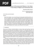 The Impact of Environmental Pollution in Imo State: A Case Study of Okigwe Local Government Area