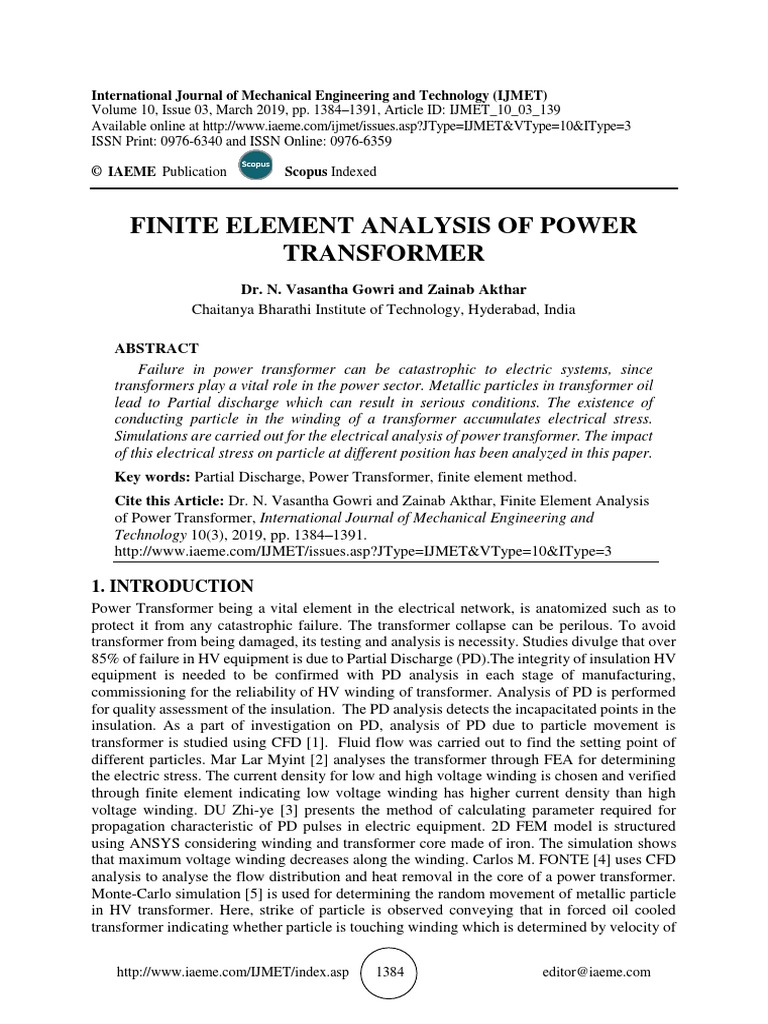 Finite Element Analysis Ofpowertransformer | PDF | Transformer ...