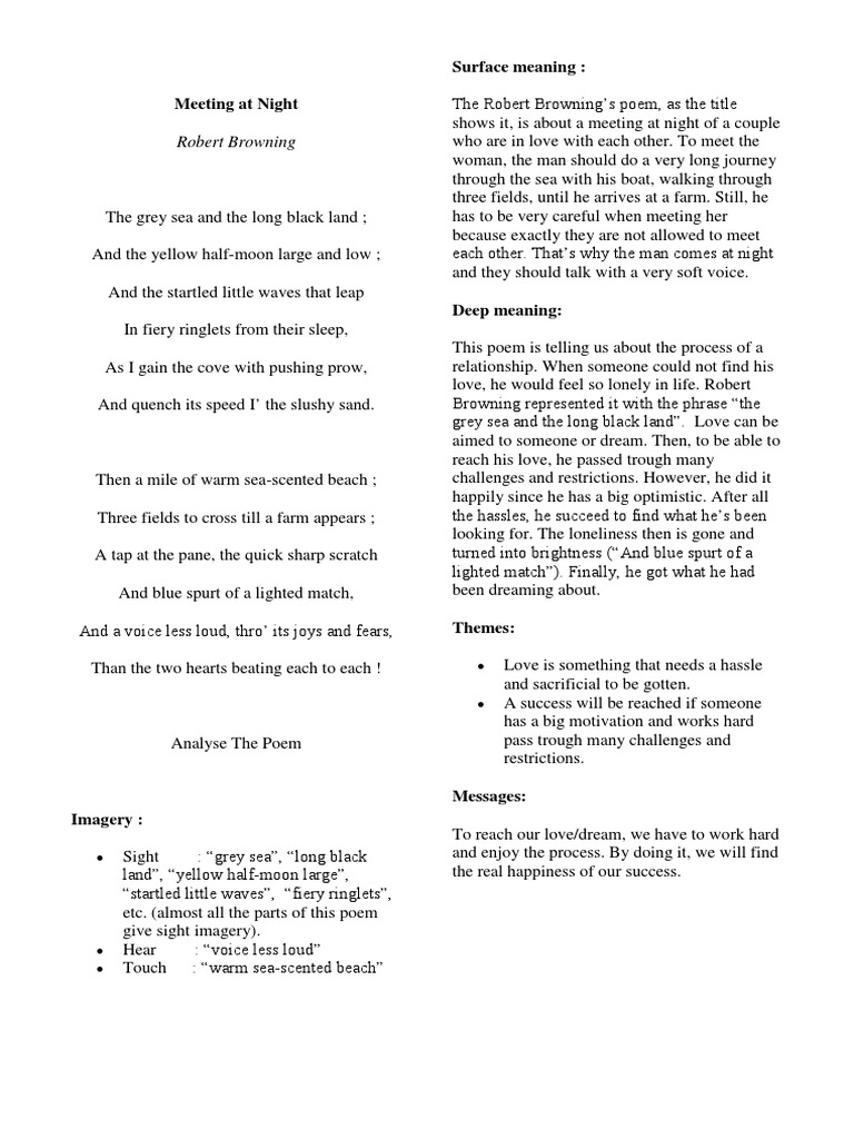 Meeting at Night PDF Metre (Poetry) Poetry