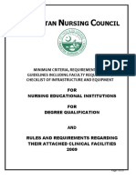 Pakistan Nursing Council Guidelines for Degree Nursing Institutions