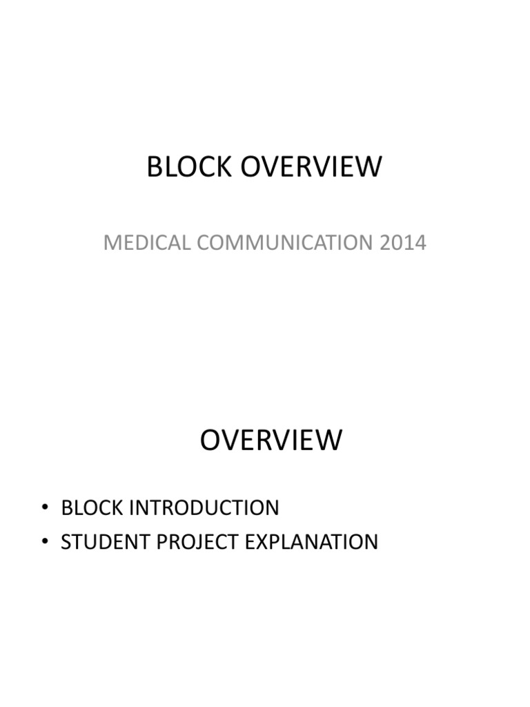 Block Overview 2016 | PDF | Lecture | Communication