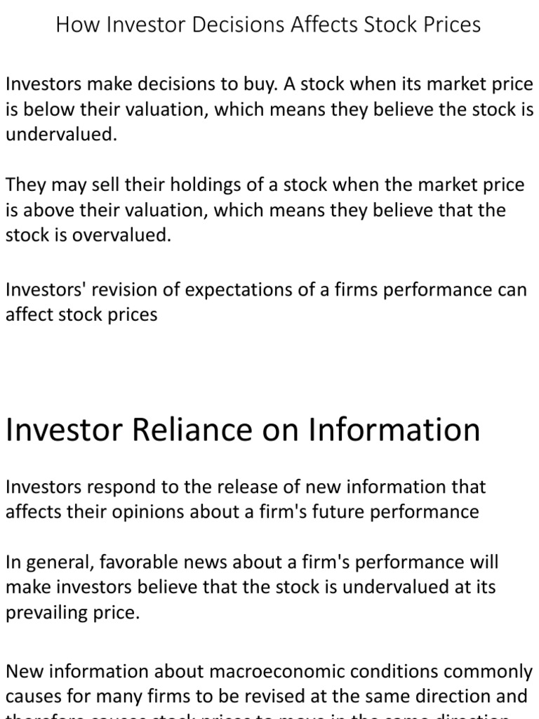 How Investor Decisions Affects Stock Prices PDF Initial Public