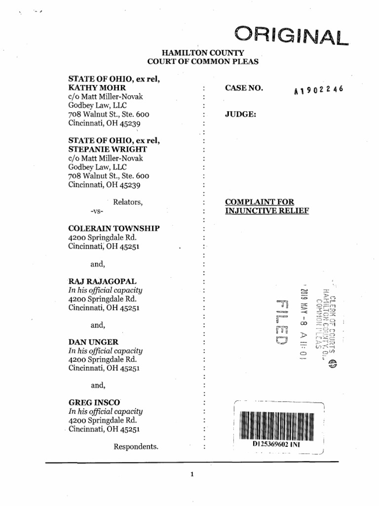 Colerain Lawsuit PDF