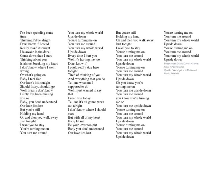 Upside Down Lyrics Recorded Music Albums
