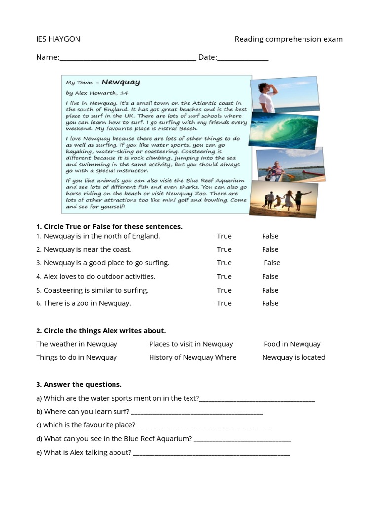 Reading Comprehension Exam - 3rd Term 1ESOD | PDF