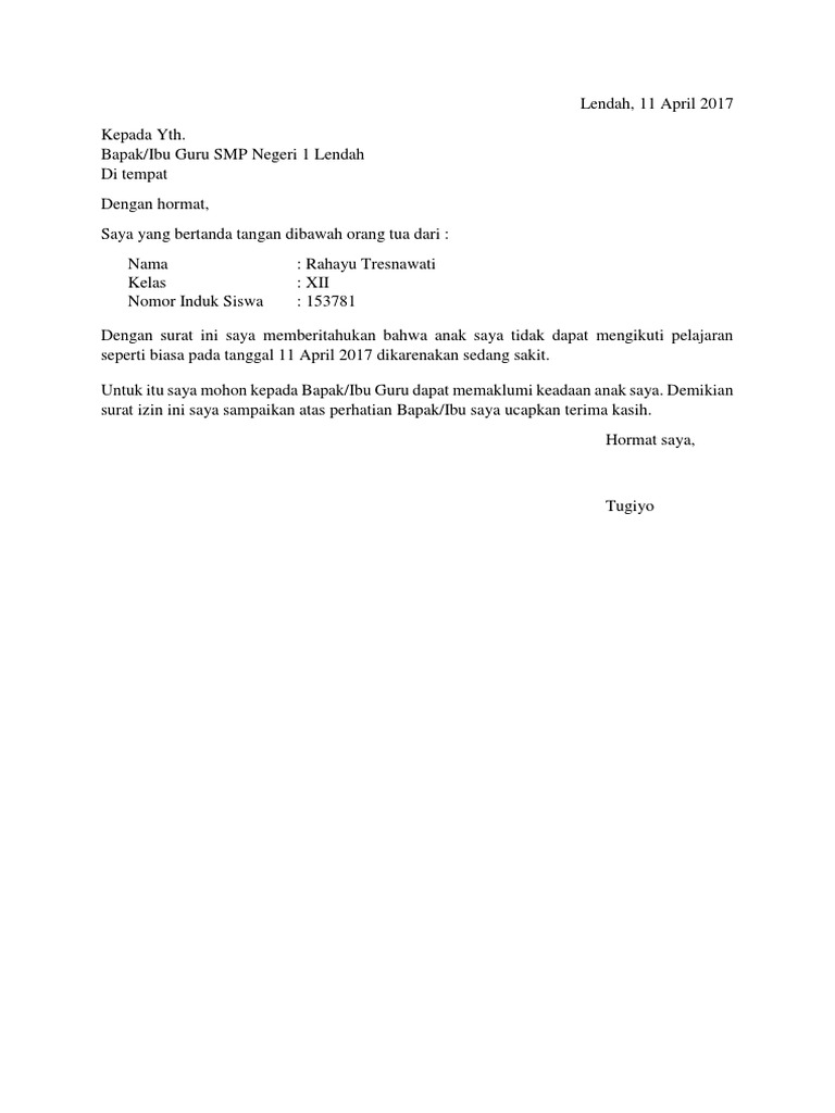 Download 82+ Contoh Surat Izin Sekolah Yang Singkat Terbaik Gratis