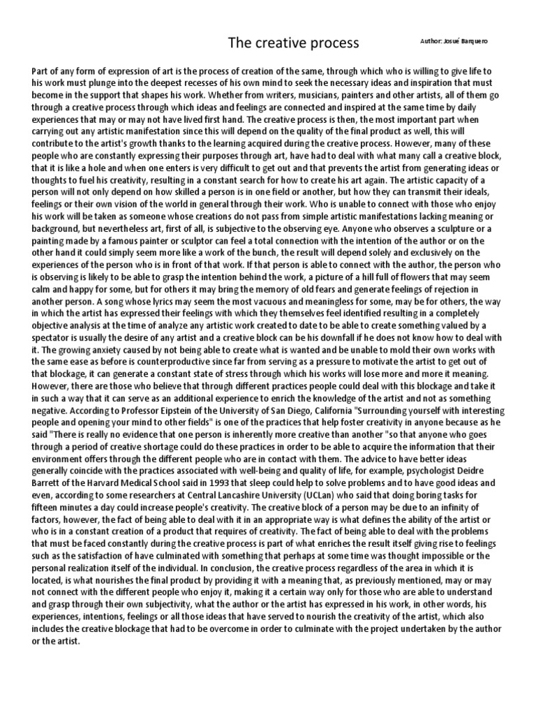 Understanding the Creative Process | PDF | Creativity | Quality Of Life