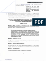 Proyecto de Ley Que Modifica El Artículo 6 de La Ley #28687 A Efectos de Posibilitar La Formalización de Mercados Públicos de Propiedad Informal