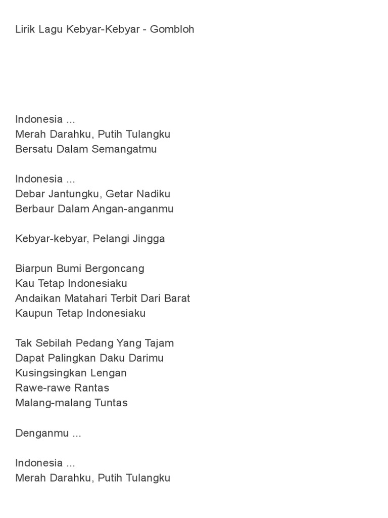 Lirik Lagu Kebyar Kebyar Gombloh PDF