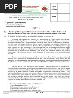 Test Evaluareineducatie Cls11 Etapa3 Hobbies China