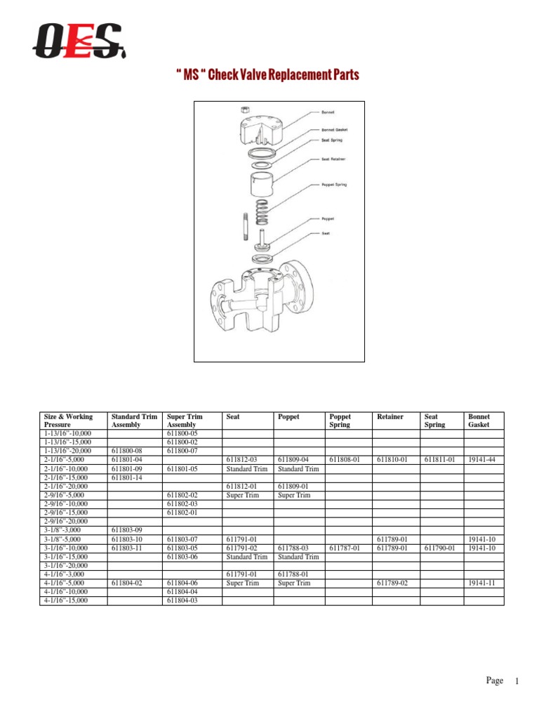 Check Valve MS and Type R Cameron Valve Machines