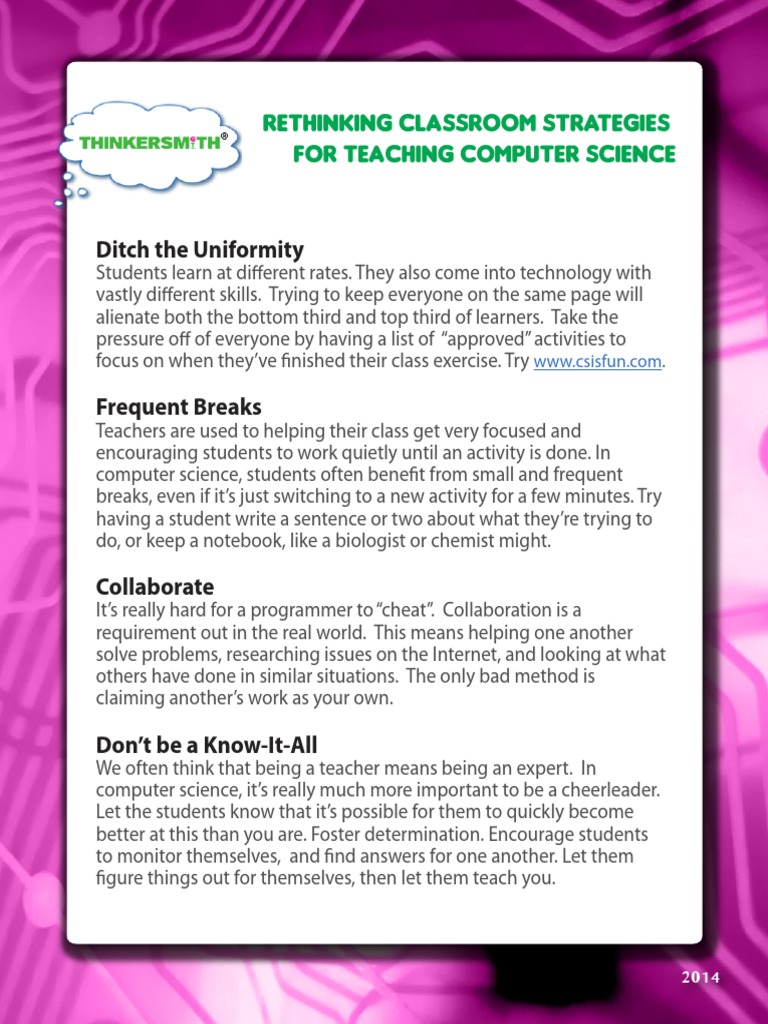 Classroom Strategies For Teaching CS | PDF