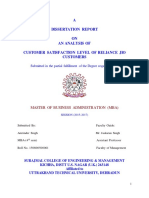 A Dissertation Report ON An Analysis of Customer Satisfaction Level of Reliance Jio Customers