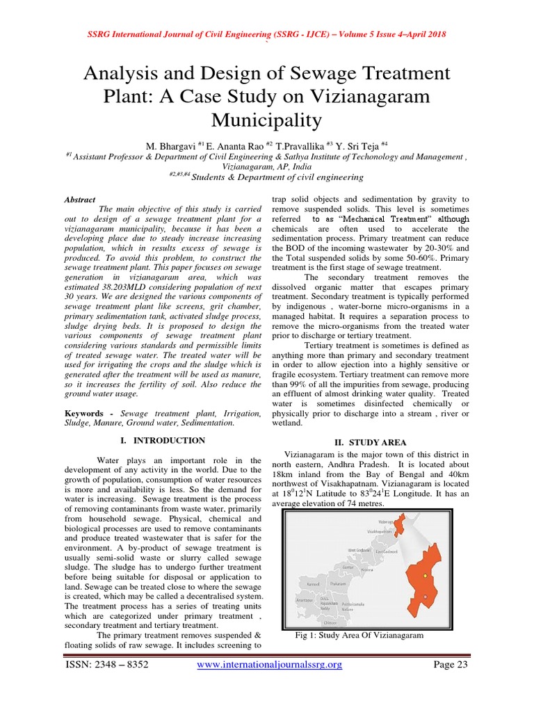 Analysis and Design of Sewage Treatment Plant: A Case Study On ...