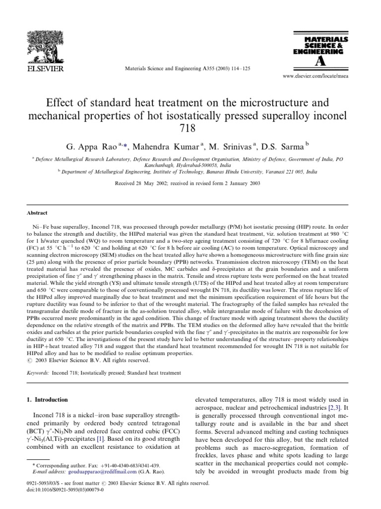 Inconel 1 PDF PDF Heat Treating Fracture