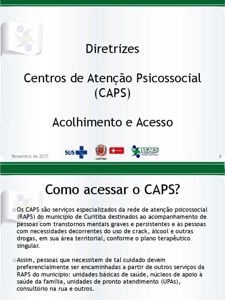 Acesso aos CAPS e serviços da RAPS | PDF | Crack | Especialidades médicas
