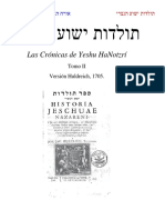 Toldot Yeshu Las Cronicas de Yeshu HaNotzri Version Huldreich 1705