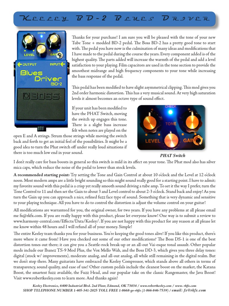 Keeley BD-2 Mod Overview and Tips | PDF | Guitars | Guitar Family