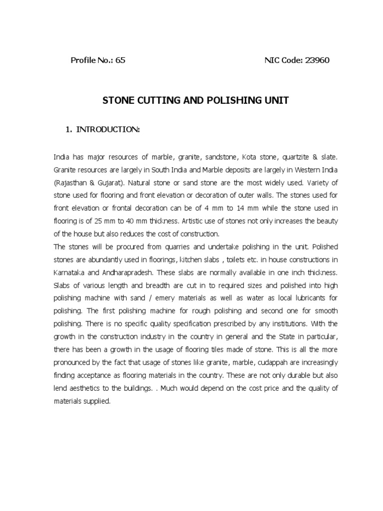 Stone Cutting and Polishing PDF Flooring Economies