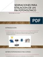 Consideraciones para La Instalacion de Un Sistema Fotovoltaico