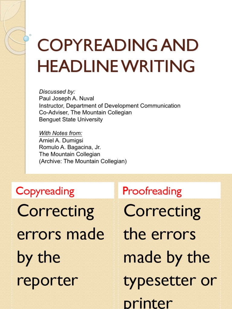 Copy Reading | PDF | Proofreading | Punctuation
