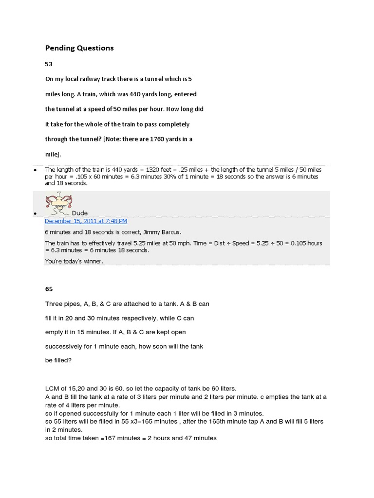 Pending Questions: December 15, 2011 at 7:48 PM | PDF