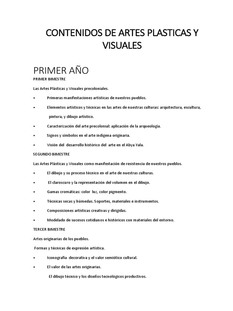 Artes Visuales Secundaria Pdf Dibujo Pinturas