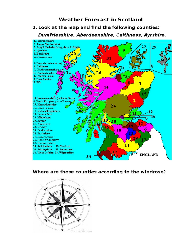 Weather Forecast in Scotland Dumfriesshire, Aberdeenshire, Caithness
