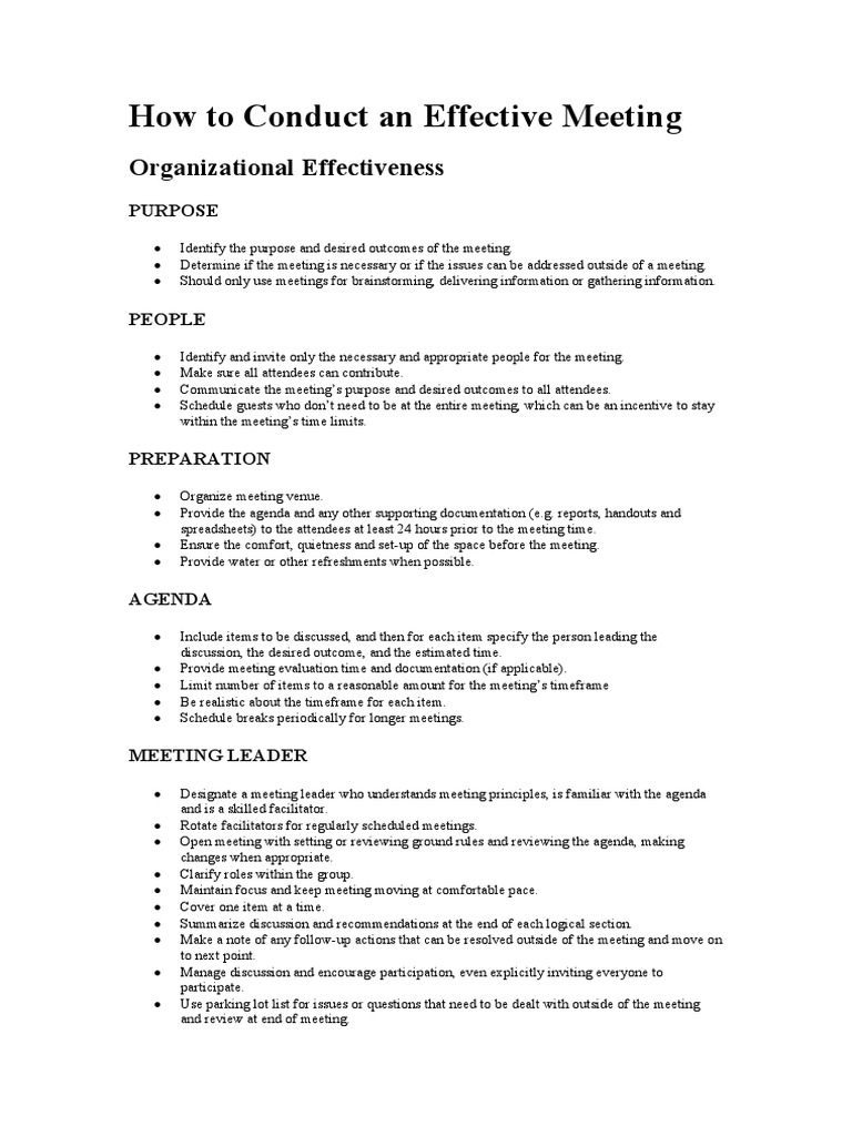 How To Conduct An Effective Meeting | PDF | Time | Cognition