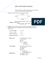 Variables and Formulas Summary: Perimeter (Around Measure)