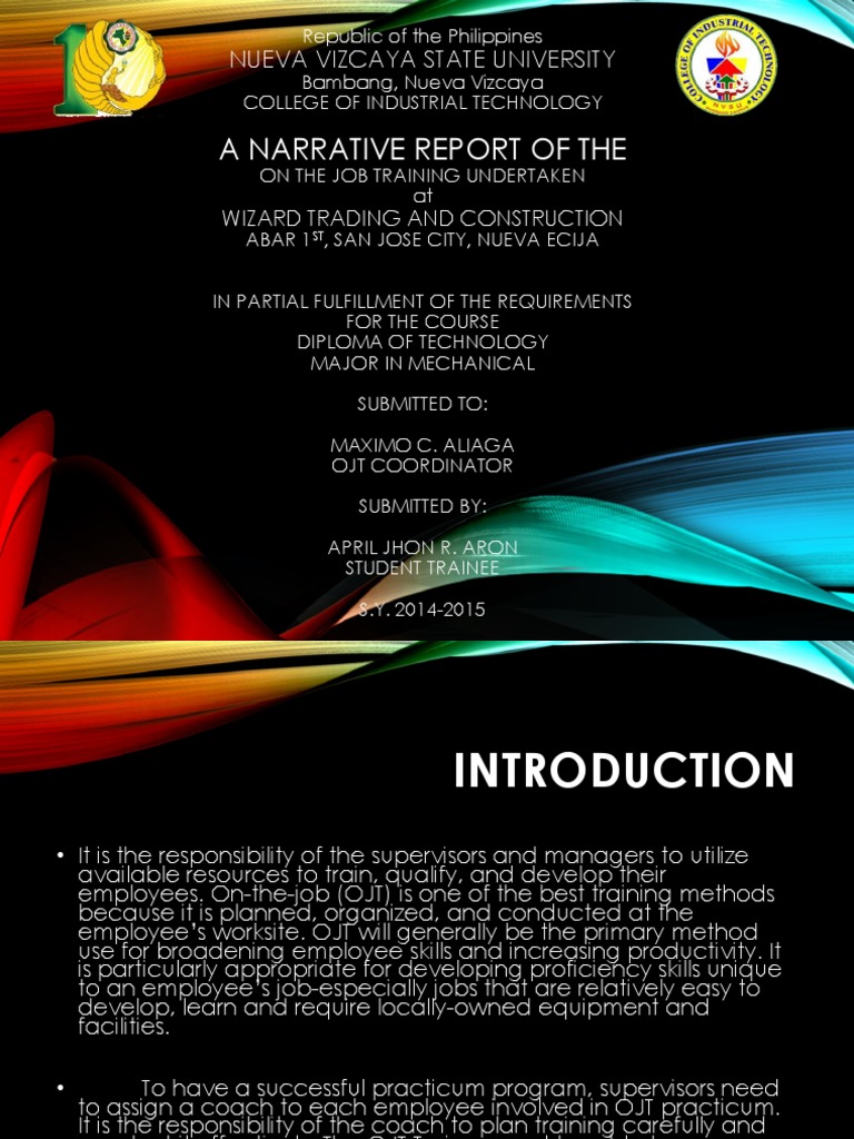 Student Ojt Presentation Of Experiences And Others Pdf Competence