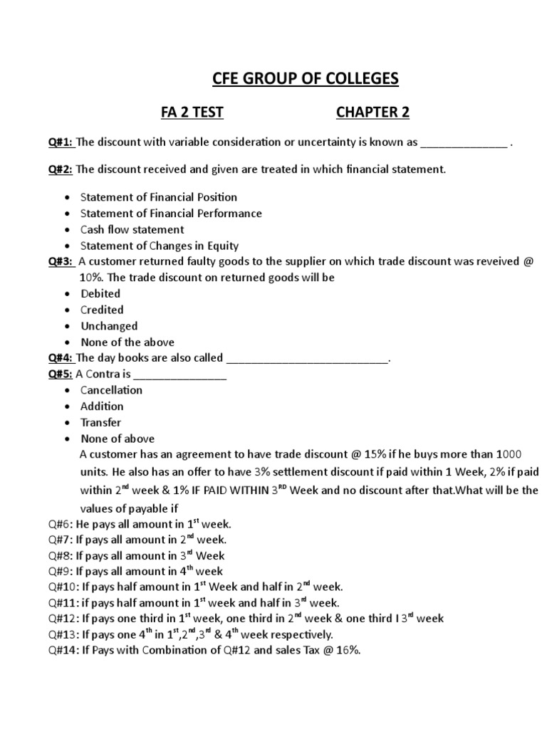 Cfe Group of Colleges: Fa 2 Test Chapter 2 | PDF