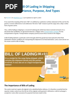Bill of Lading in Shipping