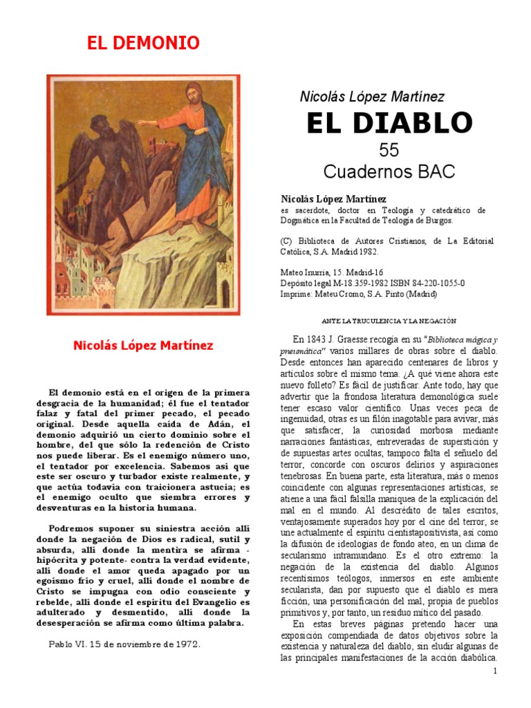 Existencia y Naturaleza del Diablo | PDF | Diablo | Demonios