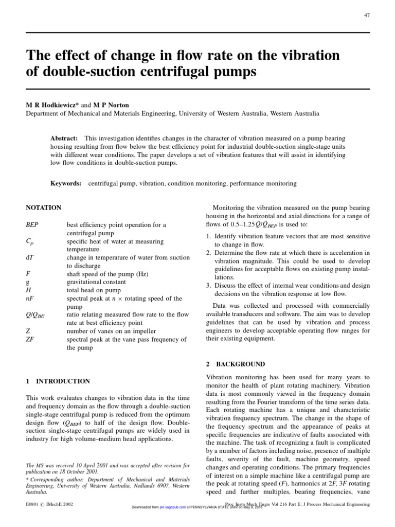 Vibration Analysis of Double-Suction Pumps | PDF | Pump | Spectral Density